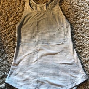 Lululemon workout tank grey pink white stripe sz 4
